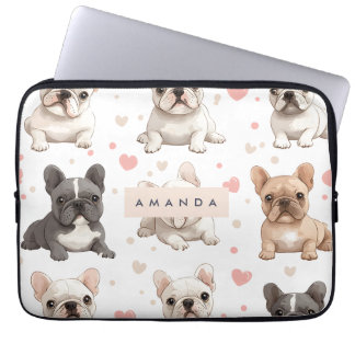 Capa Para Notebook Monograma Personalizado Buldogue Francês Adorável