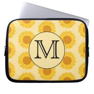 Capa Para Notebook Monograma Personalizado, com Girassóis Amarelos.