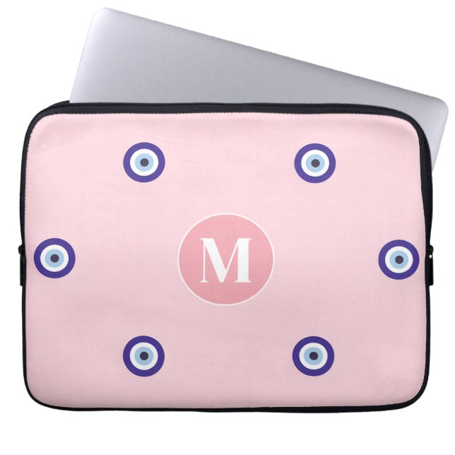 Capa Para Notebook Monograma Personalizado com Padrão de Olho do Mal  (Frente)