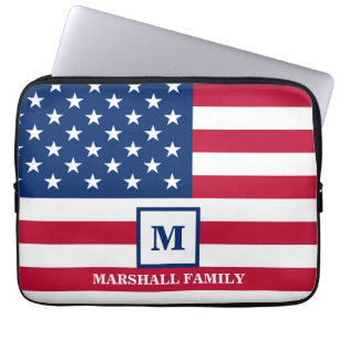 Capa Para Notebook Monograma Personalizado de Bandeira Americana 4 De