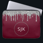 Capa Para Notebook Monograma Personalizado de Brilhante Vermelho de S<br><div class="desc">Silver Personalizado e Borgonha Vermelha Brilhante,  Brilhante e Minicaso de Iniciais Elegantes Esparsas. Esse caso pode ser personalizado para incluir seu nome inicial e próprio.</div>