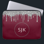 Capa Para Notebook Monograma Personalizado de Brilhante Vermelho de S<br><div class="desc">Silver Personalizado e Borgonha Vermelha Brilhante,  Brilhante e Minicaso de Iniciais Elegantes Esparsas. Esse caso pode ser personalizado para incluir seu nome inicial e próprio.</div>