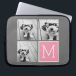 Capa Para Notebook Monograma Personalizado de Colagem de Fotos do Ins<br><div class="desc">Cor-de-rosa moderno Pastel e Cinzas - Use 3 fotos quadradas para criar um presente exclusivo e pessoal. Ou você pode ficar com o filhote hipster e fazer uma moda. Se precisar ajustar as fotos,  clique na ferramenta personalizar para fazer alterações.</div>