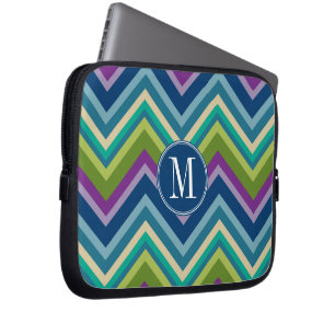 Capa Para Notebook Monograma Personalizado de Padrão de Chevron Color