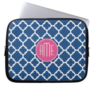 Capa Para Notebook Monograma Personalizado de Padrão de Quatrefoil B