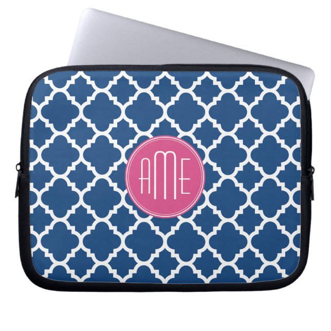 Capa Para Notebook Monograma Personalizado de Padrão de Quatrefoil Br (Frente)