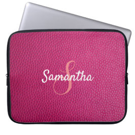 Capa Para Notebook Monograma personalizado e couro rosa