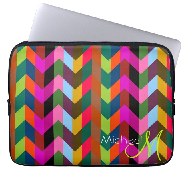 Capa Para Notebook Monograma Personalizado Moderno Chevron Zigzag 2 (Frente)