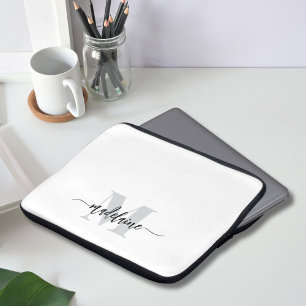 Capa Para Notebook Monograma Prata Preta Preta
