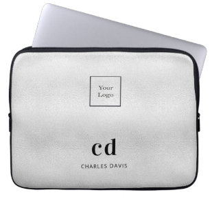 Capa Para Notebook Monograma prateado nome do logotipo comercial