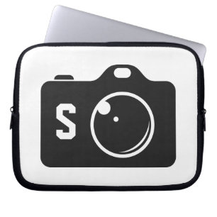 Capa Para Notebook Monograma preto-e-branco da câmara de arte pop