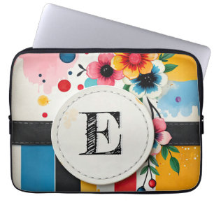 Capa Para Notebook Monograma Quic do Círculo de Design Floral Colorid