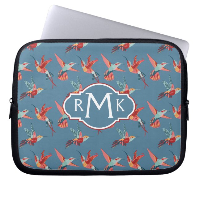 Capa Para Notebook Monograma retro do teste padrão | do colibri (Frente)