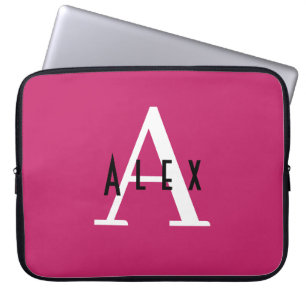 Capa Para Notebook Monograma Rosa Brilhante Moderno, Inicial + Nome