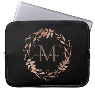 Capa Para Notebook Monograma Rosa Dourado Eucalyptus Wreath