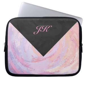 Capa Para Notebook Monograma Rosa e Preto