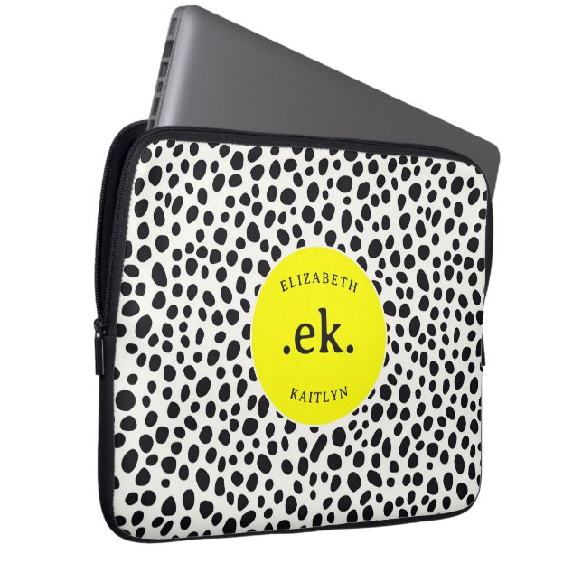 Capa Para Notebook Monograma Rosa Quente de Abstrato de Cachorro Dalm (Frente Esquerda)