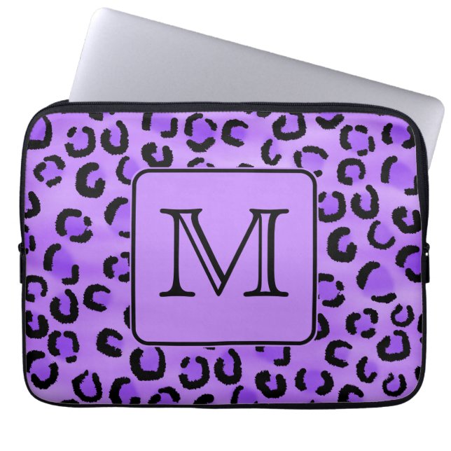 Capa Para Notebook Monograma roxo do costume do impressão do leopardo (Frente)
