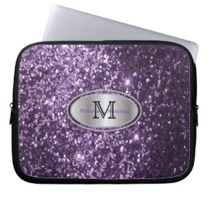 Capa Para Notebook Monograma Roxo e Prata