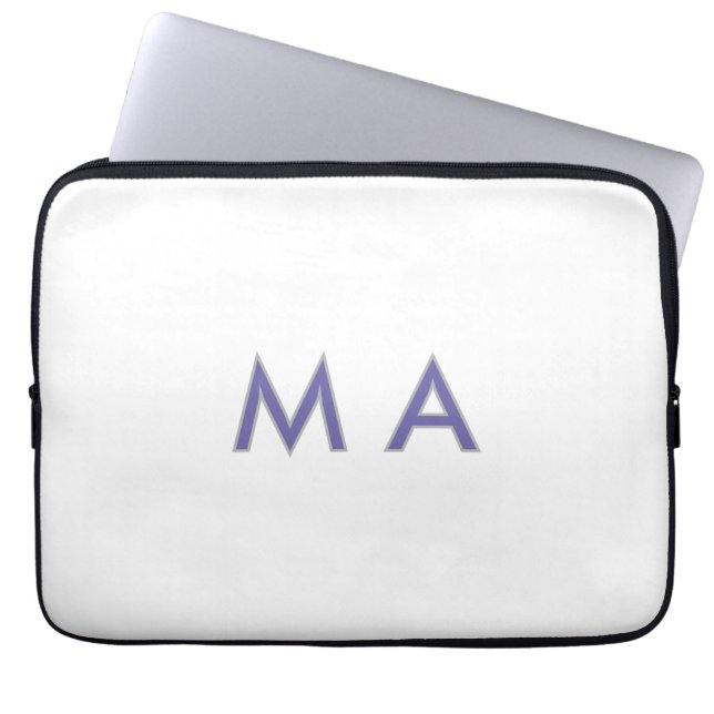 Capa Para Notebook Monograma simples roxo cinza adicione seu nome mod (Frente)