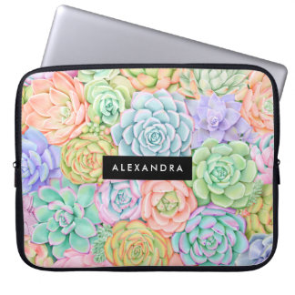 Capa Para Notebook Monograma Suculente Aquarela Pastel Colorido