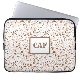 Capa Para Notebook Monograma Terrazzo Brown e Beige White