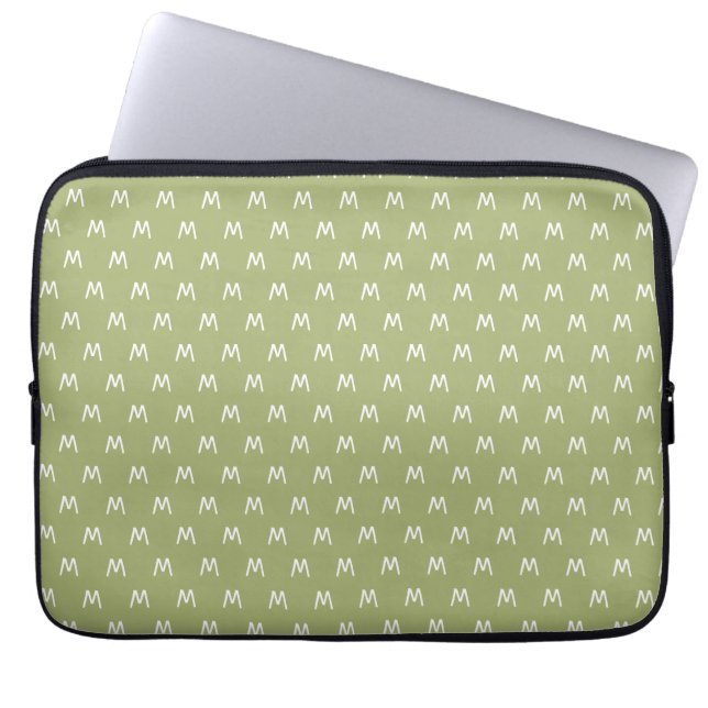 Capa Para Notebook Monograma Verde e Branco Moderno (Frente)