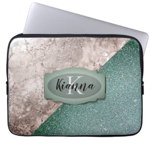 Capa Para Notebook Monograma Verde Mtinho Rosa Magrinho