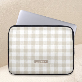 Capa Para Notebook Monograma Xadrez Búfalo Bege Estilo Fazenda
