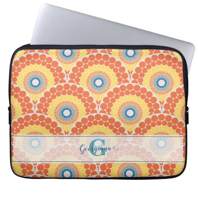 Capa Para Notebook Monogramas Art Deco Aegean Summer Radiant Mandala (Frente)