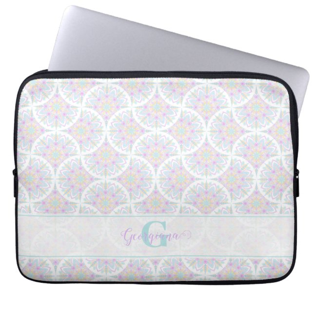 Capa Para Notebook Monogramas Pastel Rainbow Sundae Mandala Art Deco (Frente)