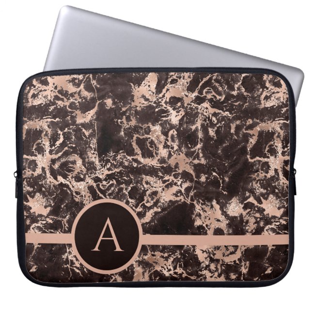 Capa Para Notebook Monogramed Rose Gold Marble (Frente)