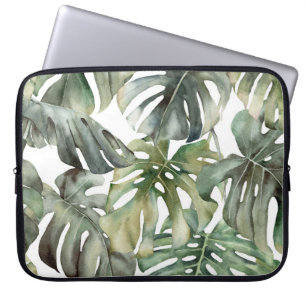 Capa Para Notebook Monstera Tropical Grande Padrão de Aquarela