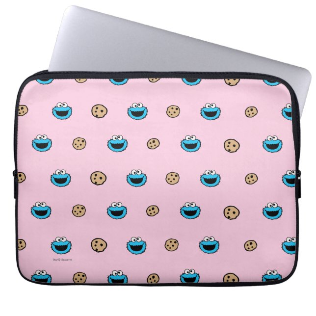 Capa Para Notebook Monstro das Bolachas e Bolachas Padrão Rosa (Frente)