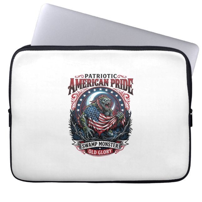Capa Para Notebook Monstro do Pântano Patriótico Horror Old Glory P (Frente)