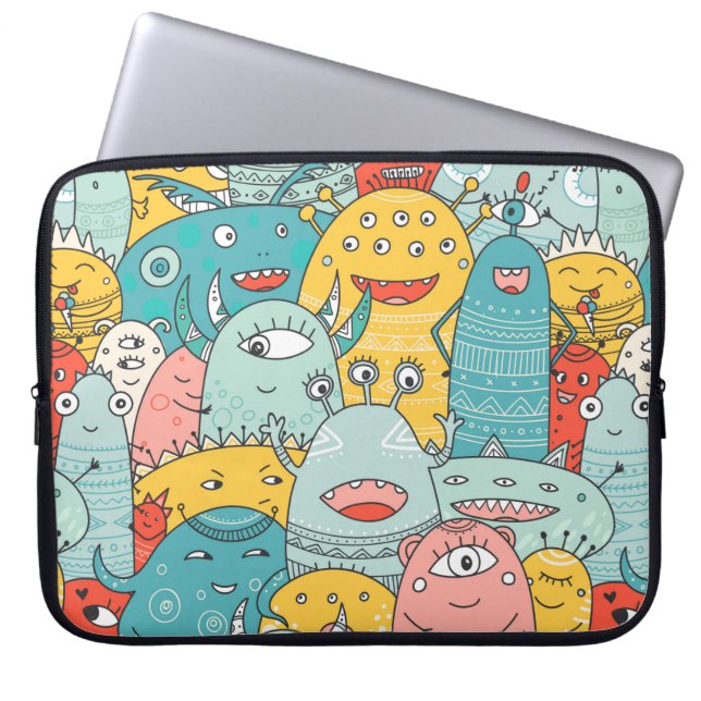 Capa Para Notebook monstros bonitos multidão padrão perfeito no estil (Frente)