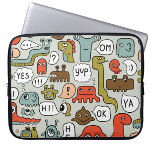 Capa Para Notebook Monstros de Cartoons Bonitos: Fundo Ininterrupto