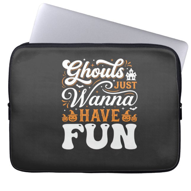 Capa Para Notebook Monstros de Halloween Só Querem se Divertir Design (Frente)