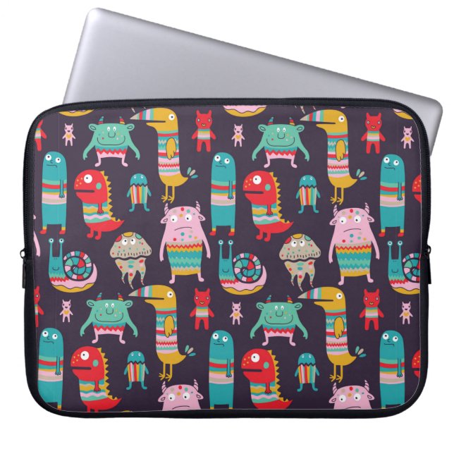 Capa Para Notebook Monstros engraçados, padrão perfeito (Frente)