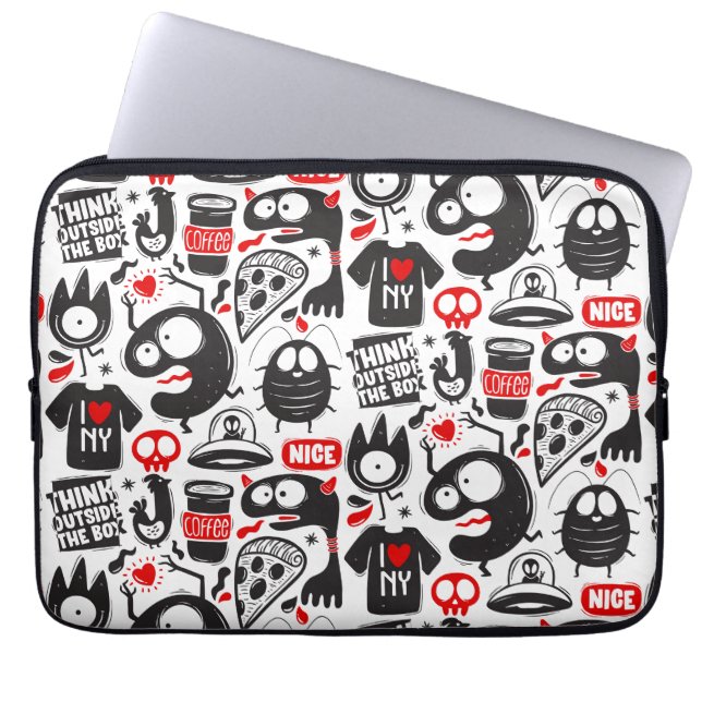 Capa Para Notebook Monstros Whimsical & Aspas Doodle (Frente)