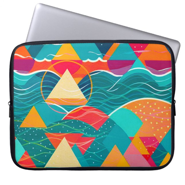 Capa Para Notebook Montanhas e Rio Abstratos (Frente)