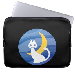 Capa Para Notebook Moonlight white cat 