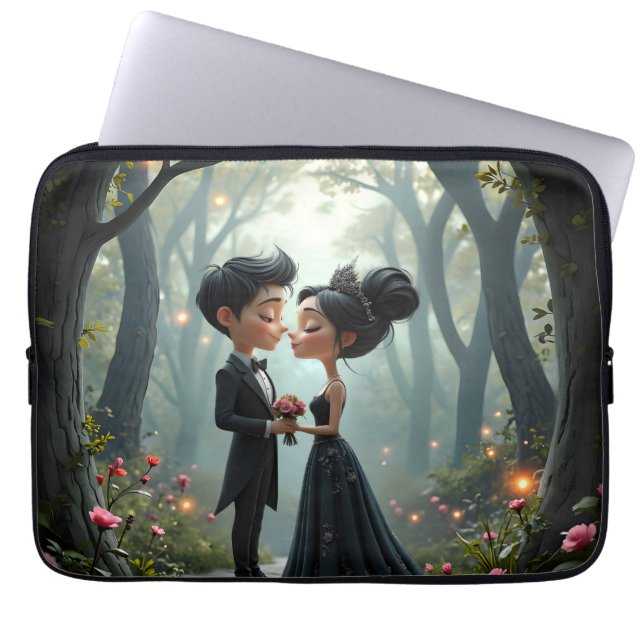 Capa Para Notebook Moonlit Vows – A Cute Gothic Wedding Moment.  (Frente)