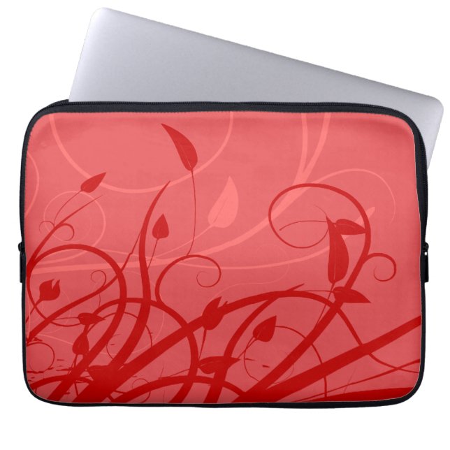 Capa Para Notebook Morango Design Floral Rosa e Vermelho (Frente)