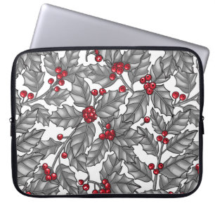 Capa Para Notebook Morango Holly, folhas de cinza em branco