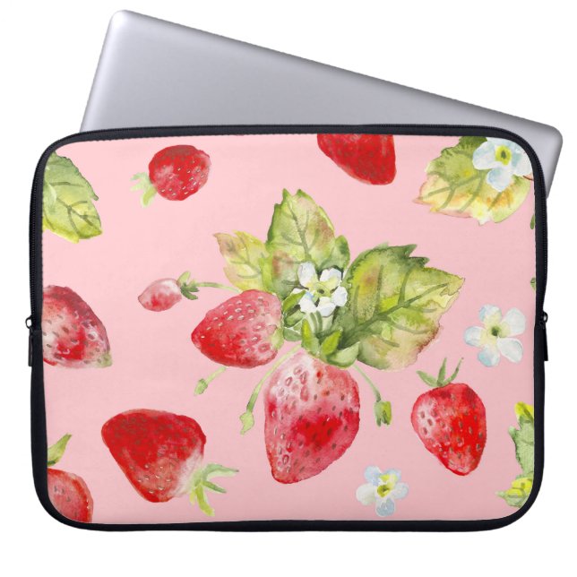 Capa Para Notebook Morangos aquosos, padrão sem costura, de frutado. (Frente)