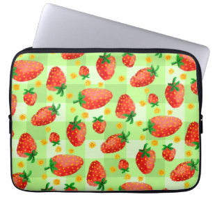 Capa Para Notebook Morangos e Xadrezes de Aquarelas da Índia