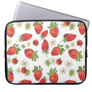 Capa Para Notebook Morangos Flores: Aquarelas - Arte Sem Costura