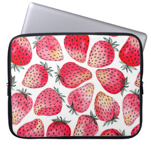 Capa Para Notebook Morangos pintados com aquarela e maré de tinta