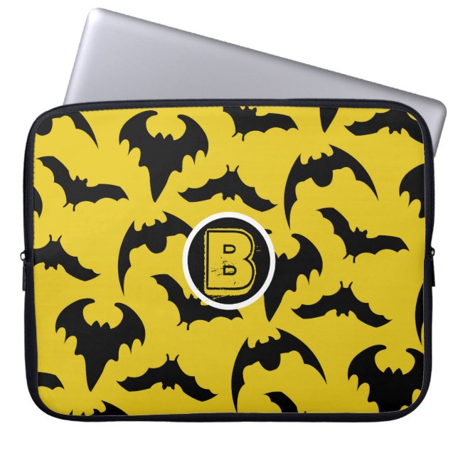 Capa Para Notebook Morcegos Amarelos e Pretos Halloween (Frente)